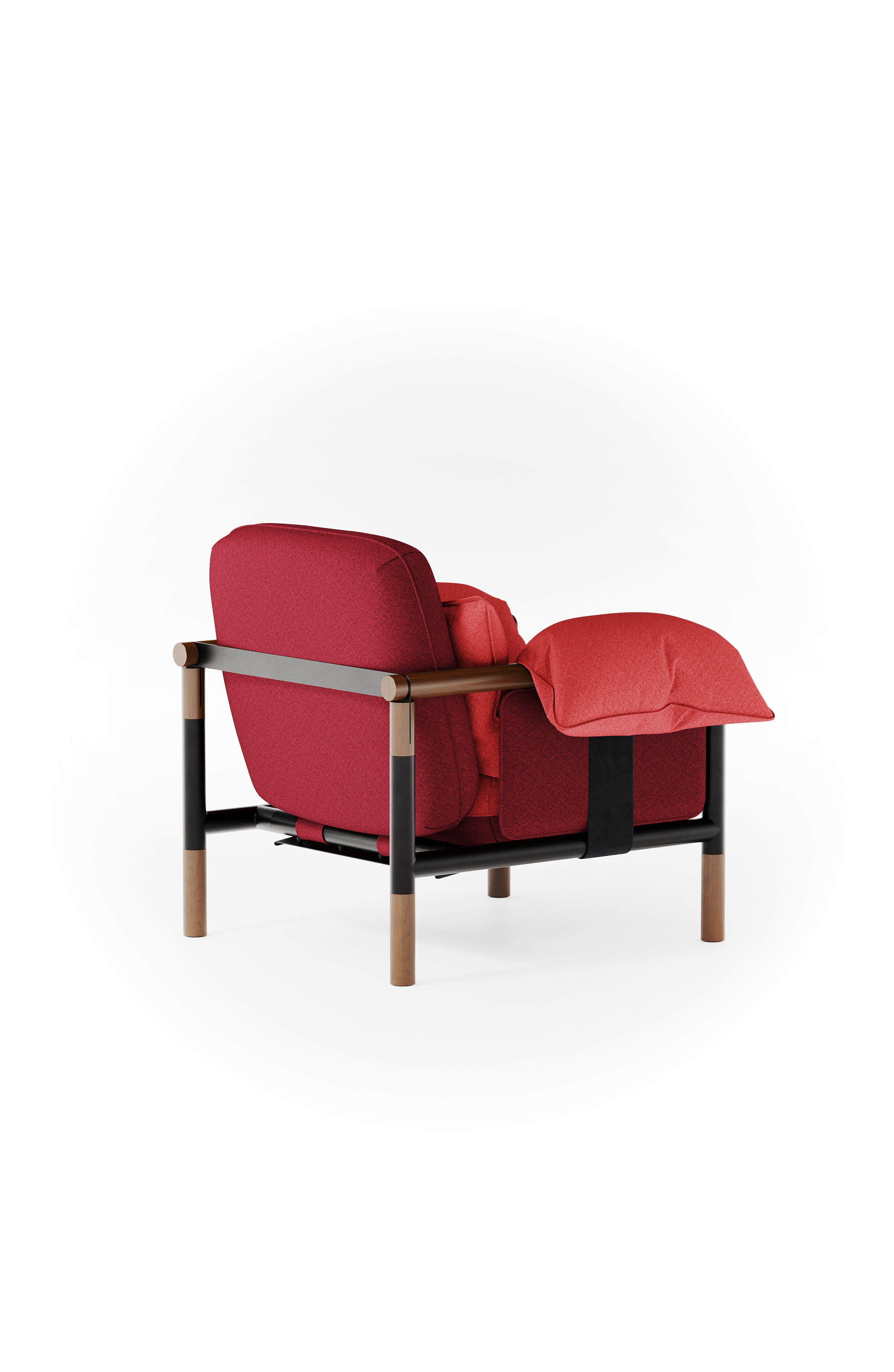 Susy Standard armchair in Ember (red) fabric, ash wood frame — upholstered living room chair | Susy Space