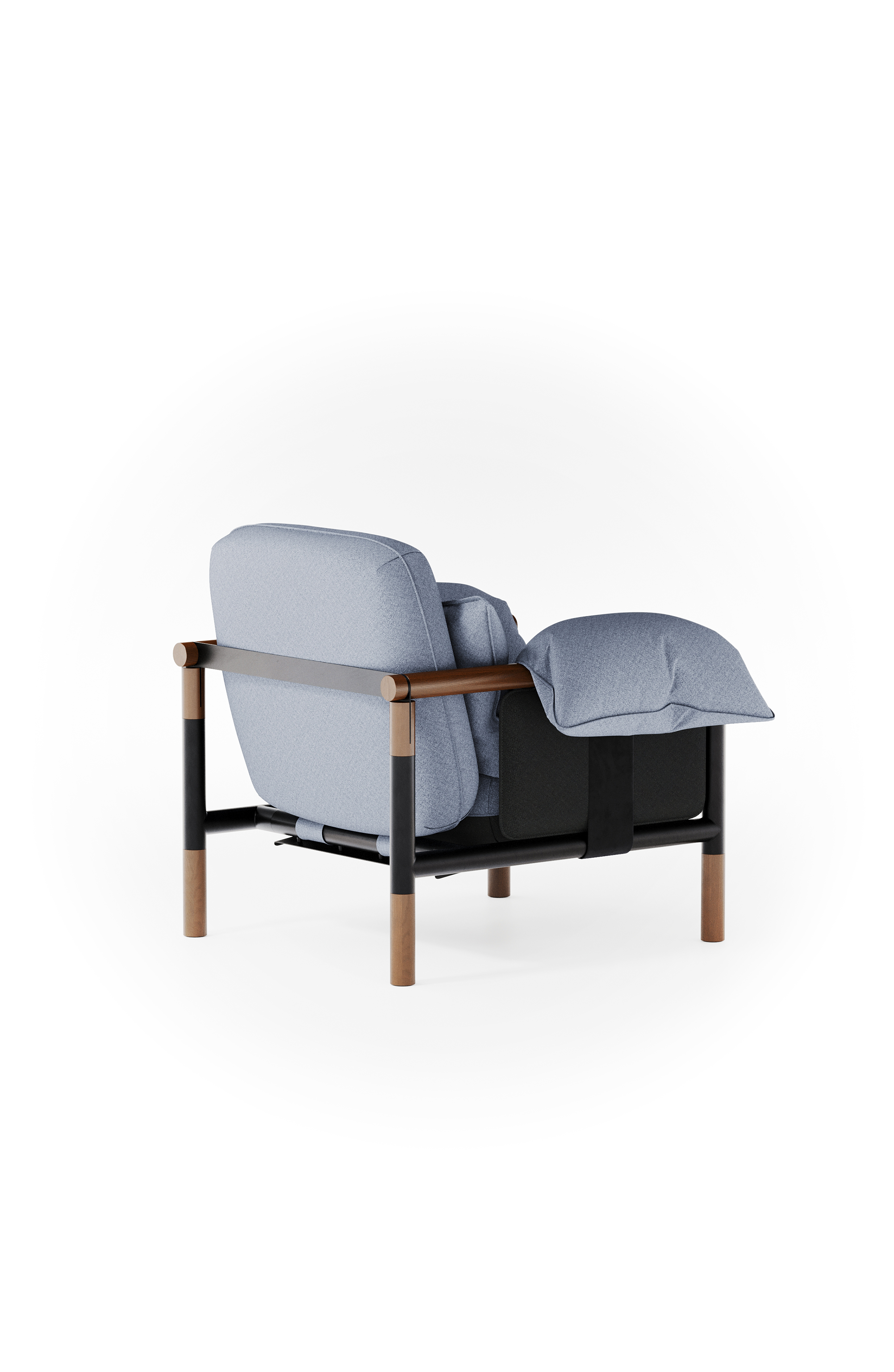 Susy Standard armchair in Thunderstorm (blue-grey) fabric, ash wood frame — upholstered living room chair | Susy Space