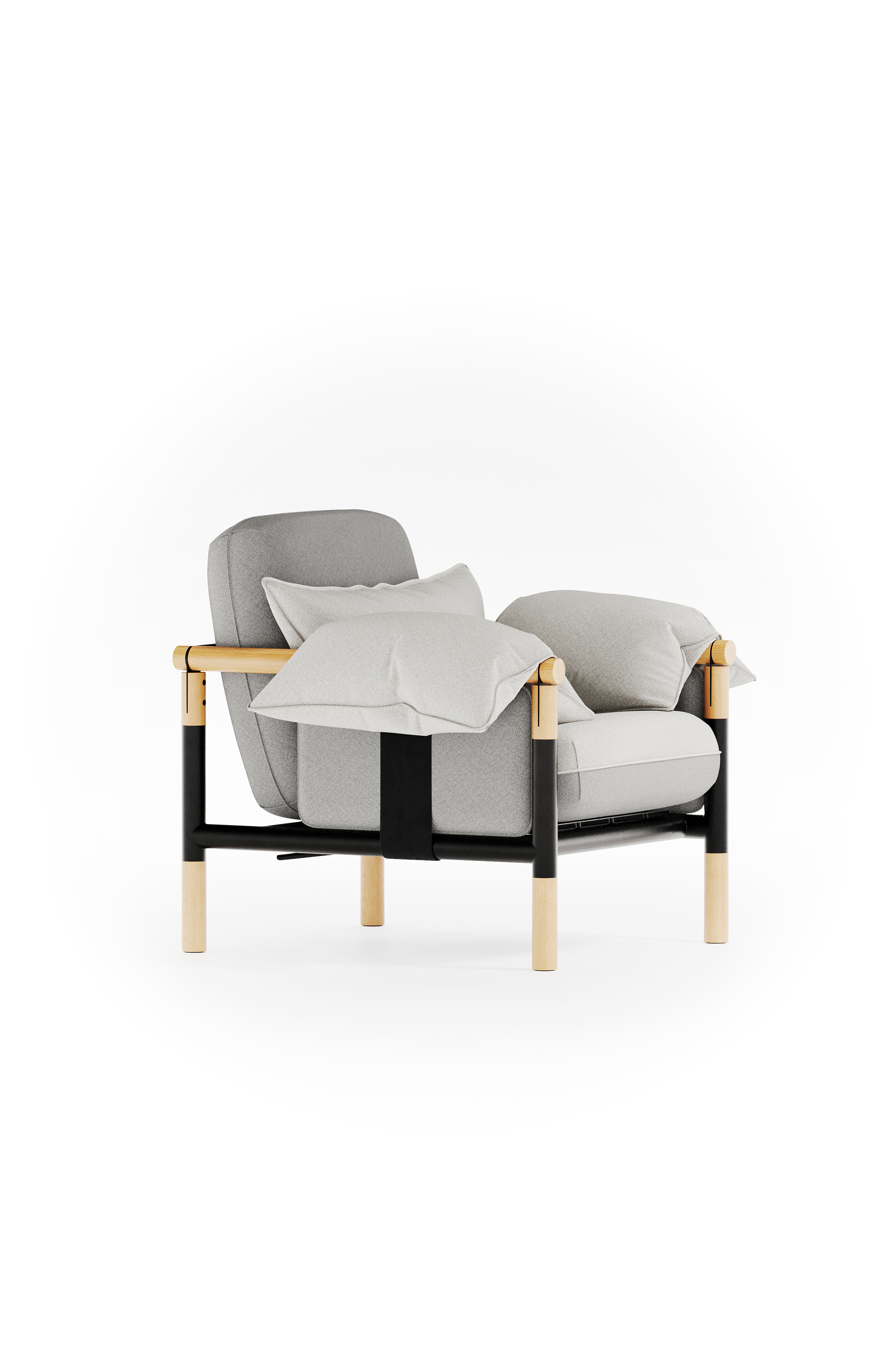 Susy Standard armchair in Sandstorm (beige) fabric, ash wood frame — upholstered living room chair | Susy Space