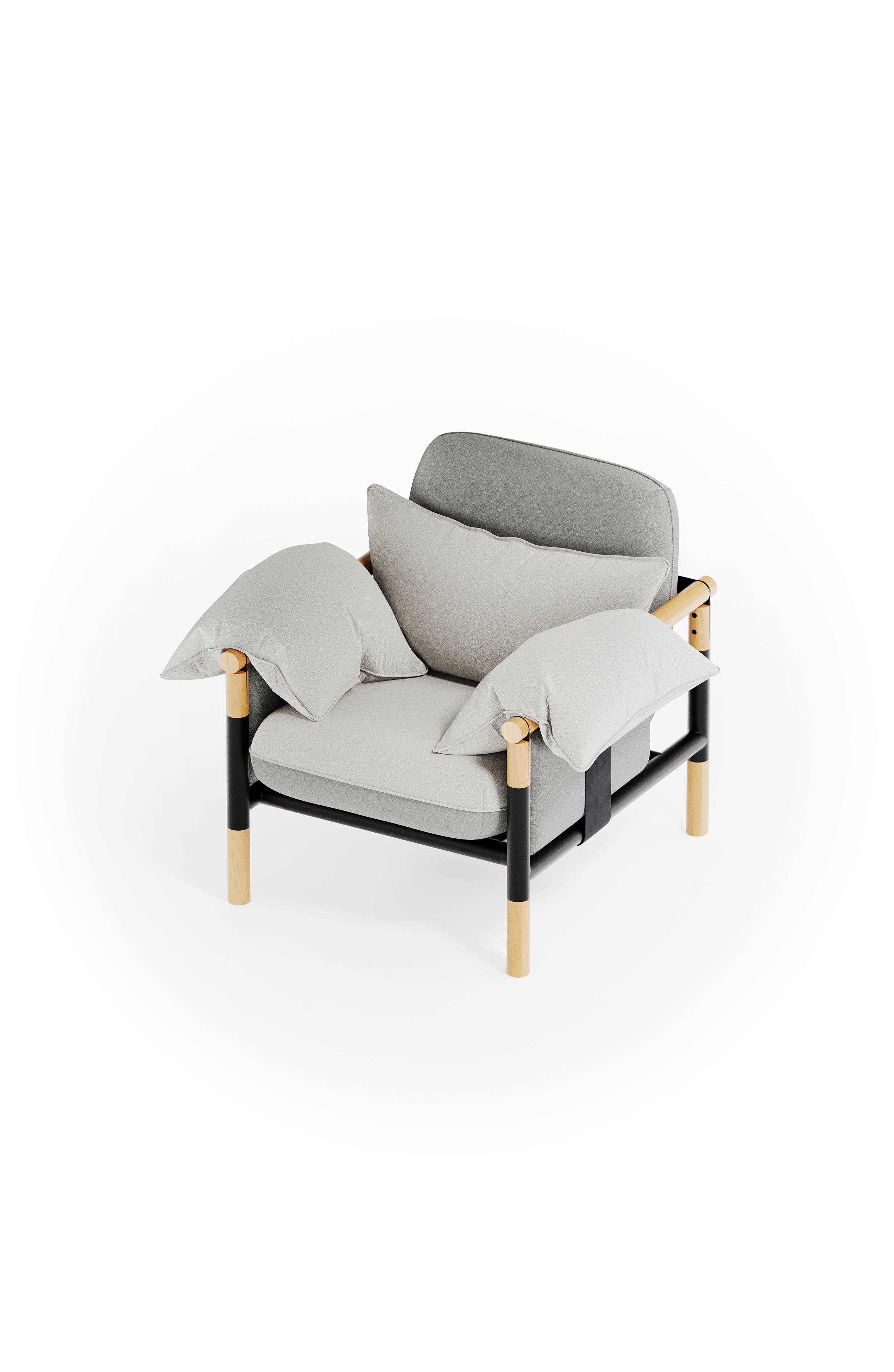Susy Standard armchair in Sandstorm (beige) fabric, ash wood frame — upholstered living room chair | Susy Space