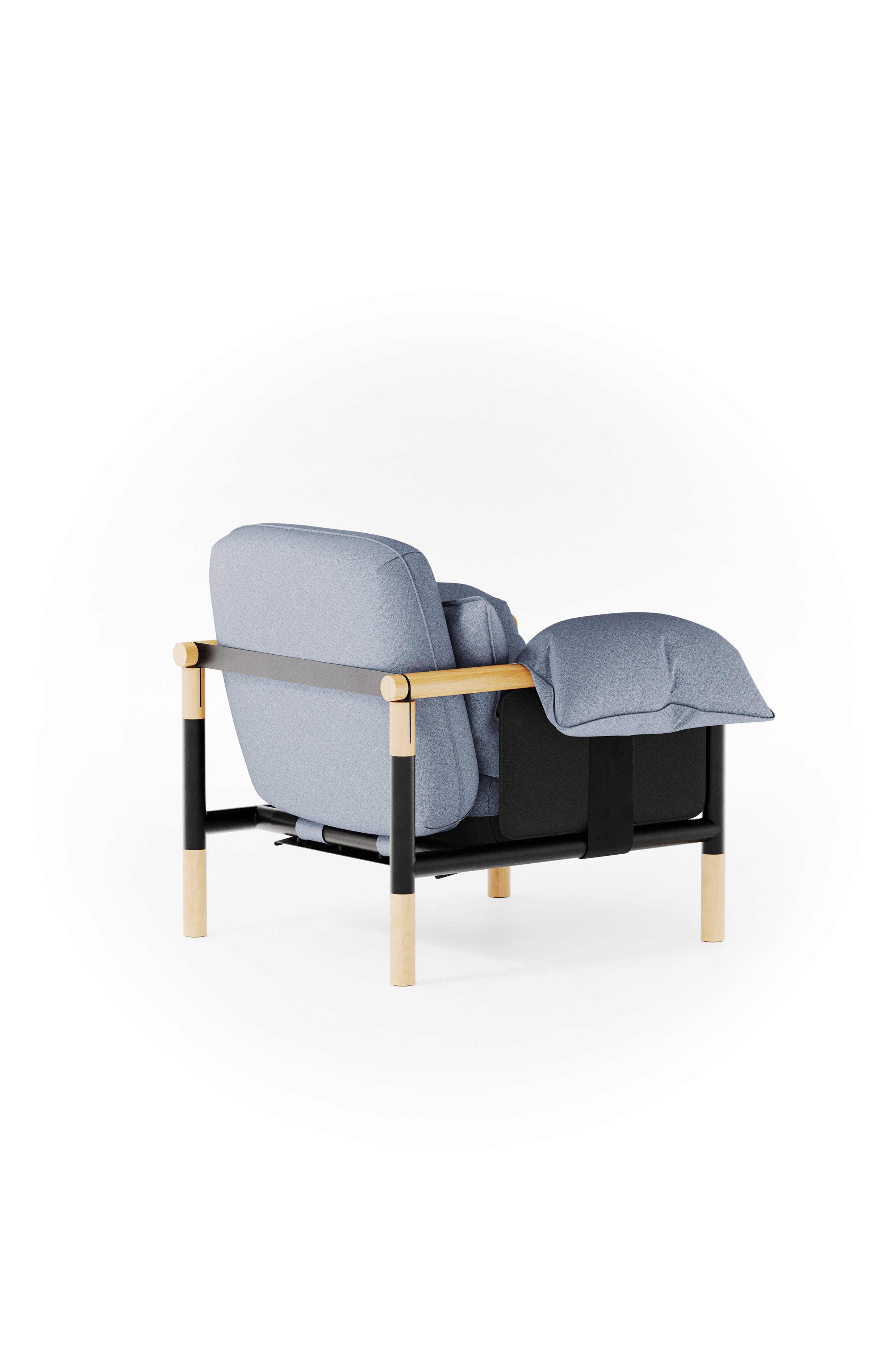 Susy Standard armchair in Thunderstorm (blue-grey) fabric, ash wood frame — upholstered living room chair | Susy Space