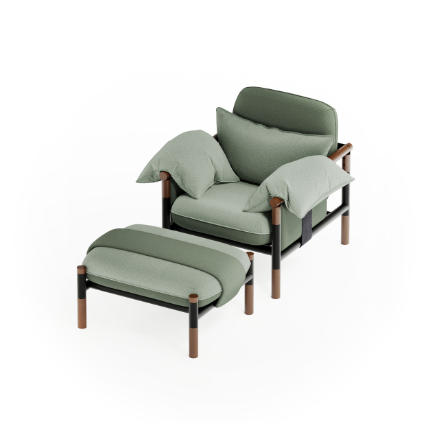 Susy Standard Gaia Designer Armchair and Ottoman — Upholstered Living Room Armchair and Ottoman | Susy Space