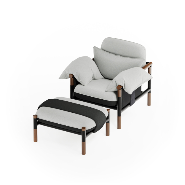 Susy Standard Silverbird Designer Armchair and Ottoman — Upholstered Living Room Armchair and Ottoman | Susy Space