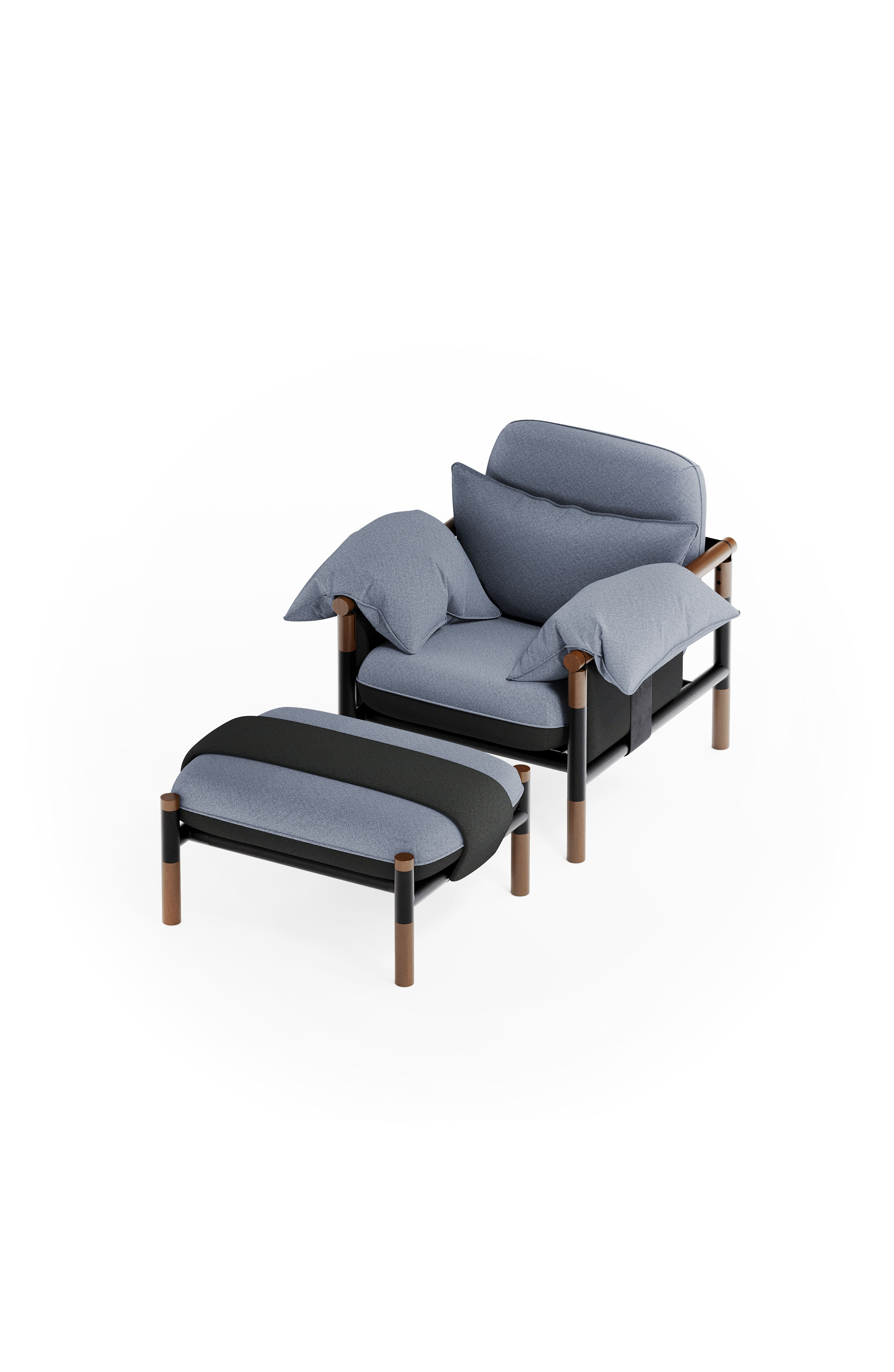 Susy Standard Thunderstorm Designer Armchair and Ottoman — Upholstered Living Room Armchair and Ottoman | Susy Space