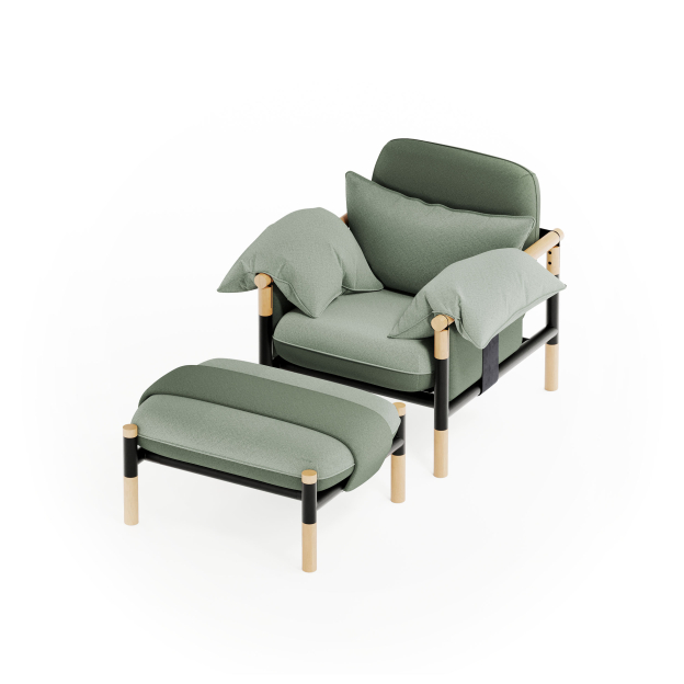 Susy Standard Gaia Designer Armchair and Ottoman — Upholstered Living Room Armchair and Ottoman | Susy Space