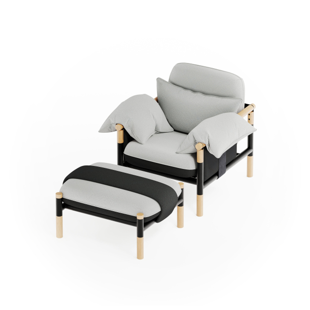 Susy Standard Silverbird Designer Armchair and Ottoman — Upholstered Living Room Armchair and Ottoman | Susy Space