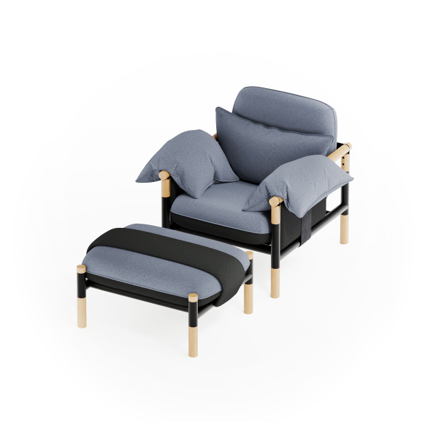Susy Standard Thunderstorm Designer Armchair and Ottoman — Upholstered Living Room Armchair and Ottoman | Susy Space