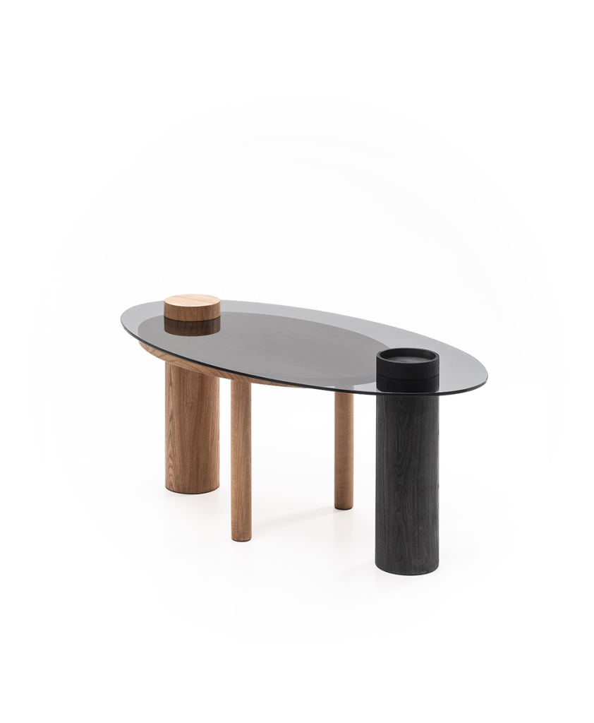 Kirk mid-century coffee table — adjustable, ash wood and glass | Susy Space
