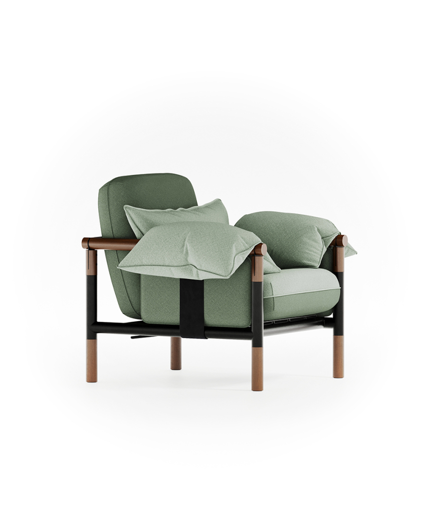 Susy Standard Gaia brown designer armchair — upholstered living room chair | Susy Space